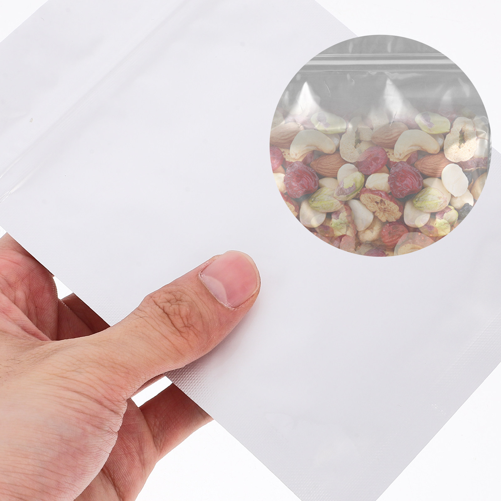 Food In Snacks - ถุงเก็บอาหารแบบปิดผนึกได้ 50 ชิ้น สำหรับบรรจุขนม เครื่องประดับ และของชิ้นเล็ก