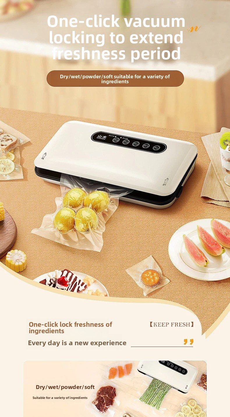 Food In Snacks - เครื่องซีลสูญญากาศขนาดเล็กแบบอัตโนมัติสำหรับใช้ในครัวเรือน เครื่องซีลอาหารสำหรับเก็บรักษาอาหารว่างให้สดใหม่