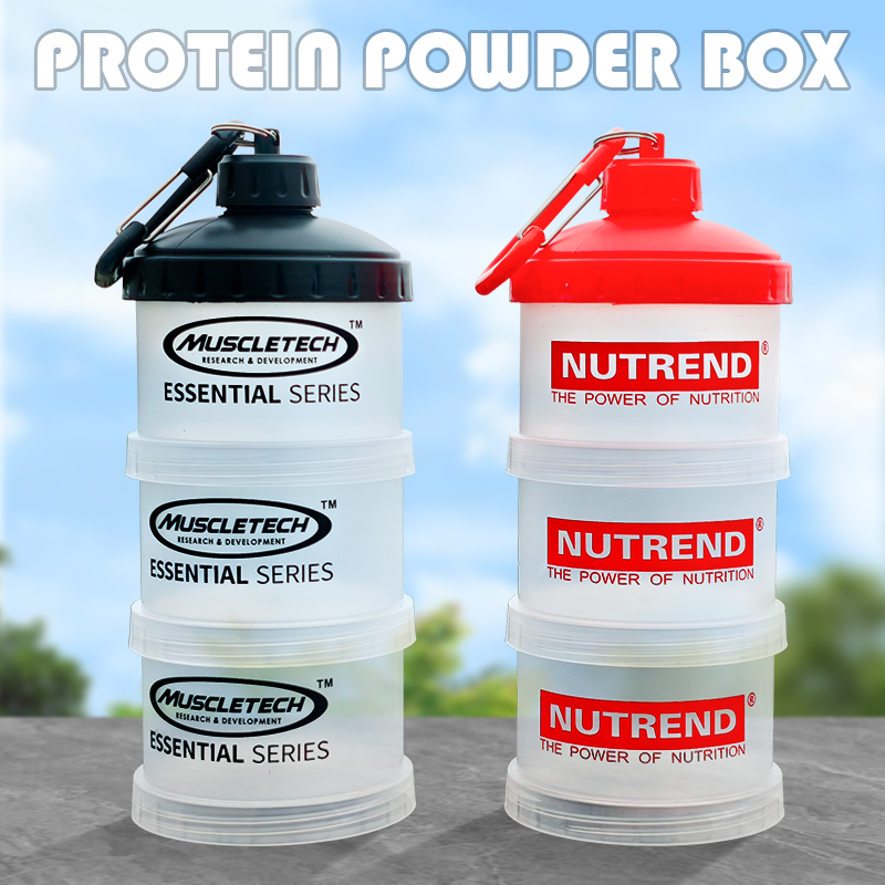 Food Snacks With Protein - 3 ชั้นแบบพกพากล่องผงโปรตีนช่องทางกล่องแป้งฟิตเนสอาหารเสริมขวดแต่ละชั้นกล่องยากล่องขนม