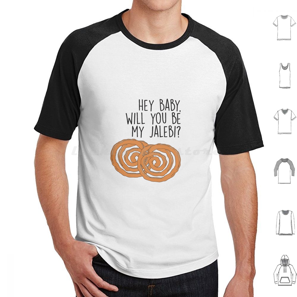 Food Sweet Snacks - จาเลบี เบบี้ เสื้อยืดลายขนมขบเคี้ยว ผ้าฝ้าย สำหรับผู้ชายและผู้หญิง พิมพ์ลาย