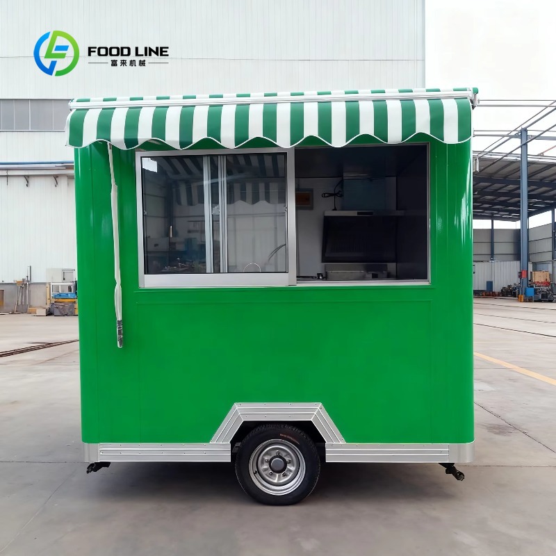 Food Snacks To Sell - รถพ่วงขายอาหารเคลื่อนที่แบบกำหนดเองได้ ทำจากไฟเบอร์กลาส รถเข็นขายฮอทดอก ขนมขบเคี้ยว ลูกอม มันฝรั่งทอด