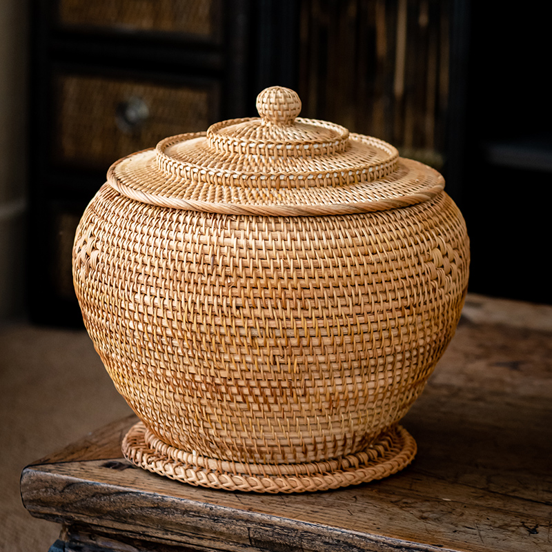 Food Snacks That Are Green - Handwoven ชาหวายเก็บกล่อง Puer ชา Green Organizer