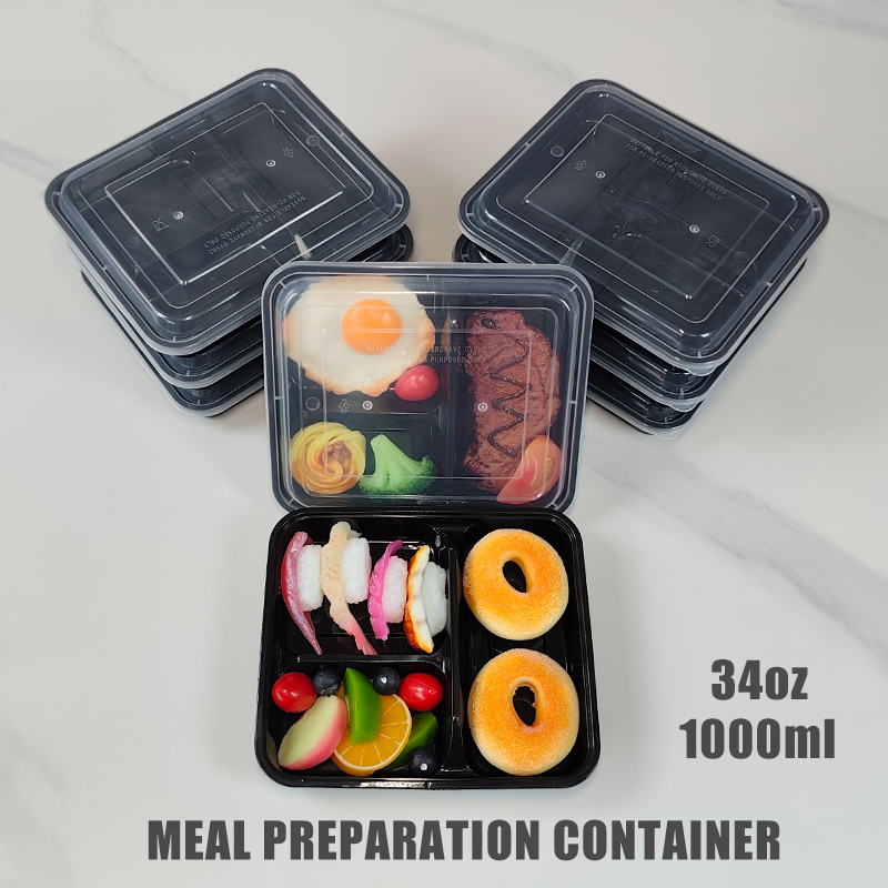 Food And Snacks For Picnic - กล่องเตรียมอาหาร 3 ช่อง ขนาด 34 ออนซ์/1000