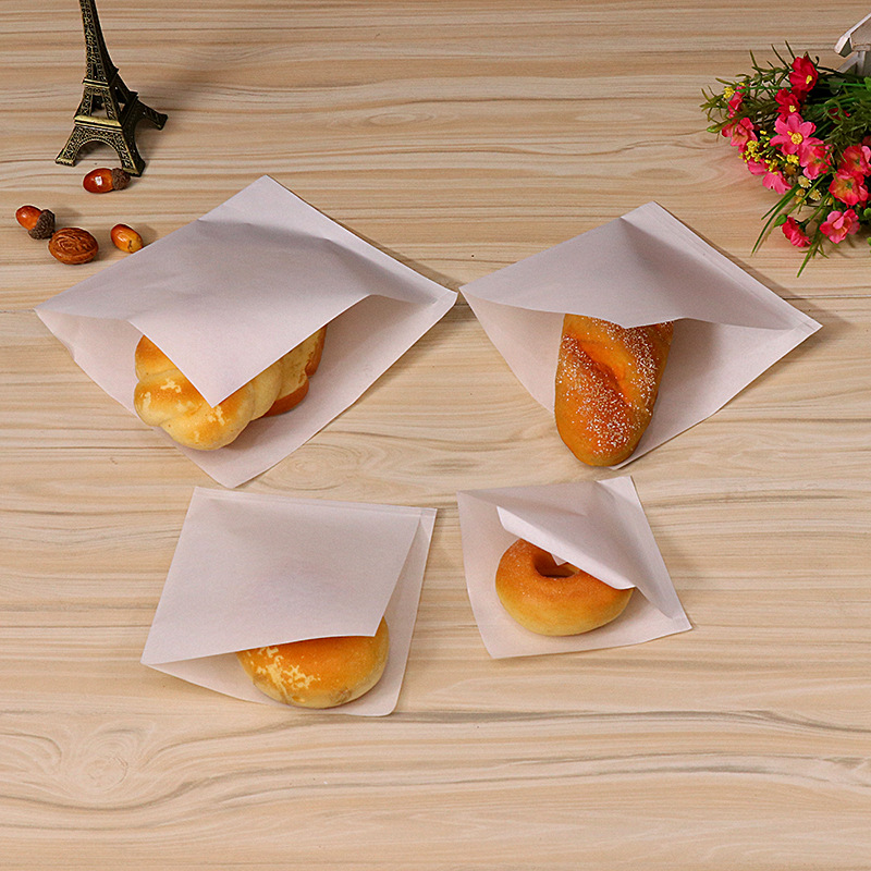 Food Snacks Wholesale - 100 ชิ้น ถุงกระดาษใส่อาหารแบบใช้แล้วทิ้ง กันน้ำมัน กระดาษลายหนังวัว ถุงแบบพกพา