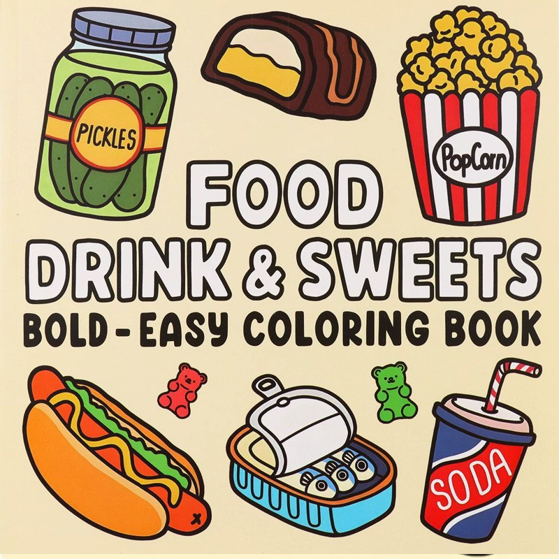 สมุดระบายสีอาหาร เครื่องดื่ม แ - Food And Snacks Coloring Book Bold And Easy บทวิจารณ์และราคา
