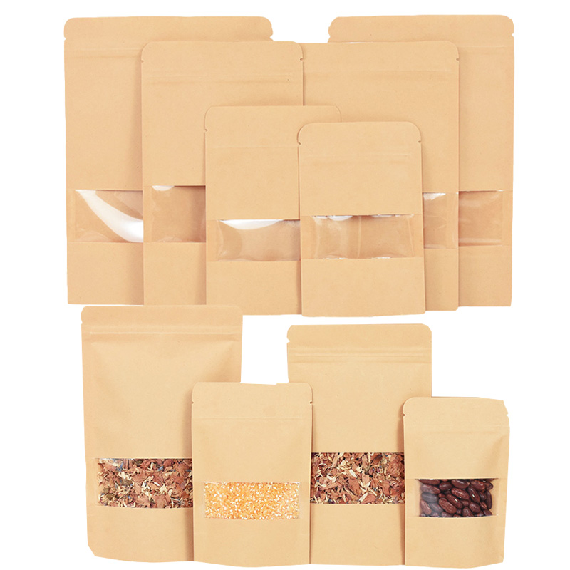 20/50pcs กระดาษคราฟท์ซิปล็อคถุ - Food Day Snacks บทวิจารณ์และราคา