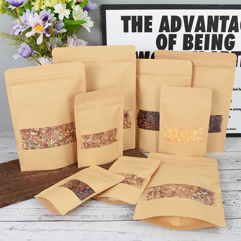 20/50pcs กระดาษคราฟท์ซิปล็อคถุ - Food Day Snacks บทวิจารณ์และราคา