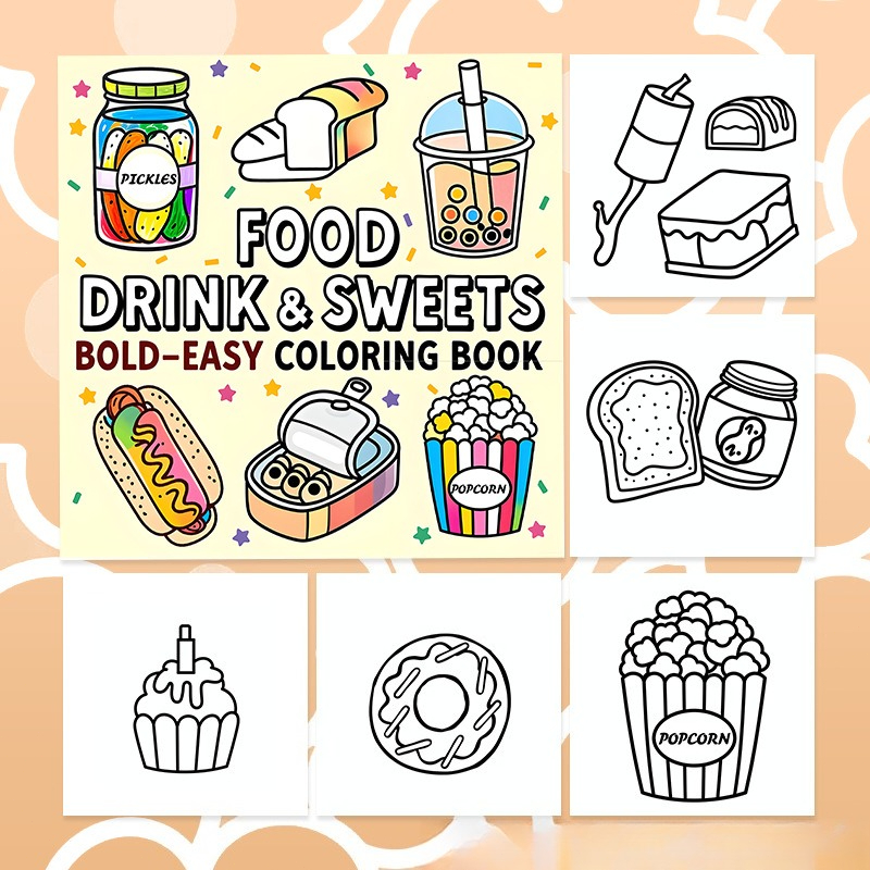อาหาร เครื่องดื่ม และขนมหวาน ส - Food And Snacks Coloring Book Bold And Easy บทวิจารณ์และราคา