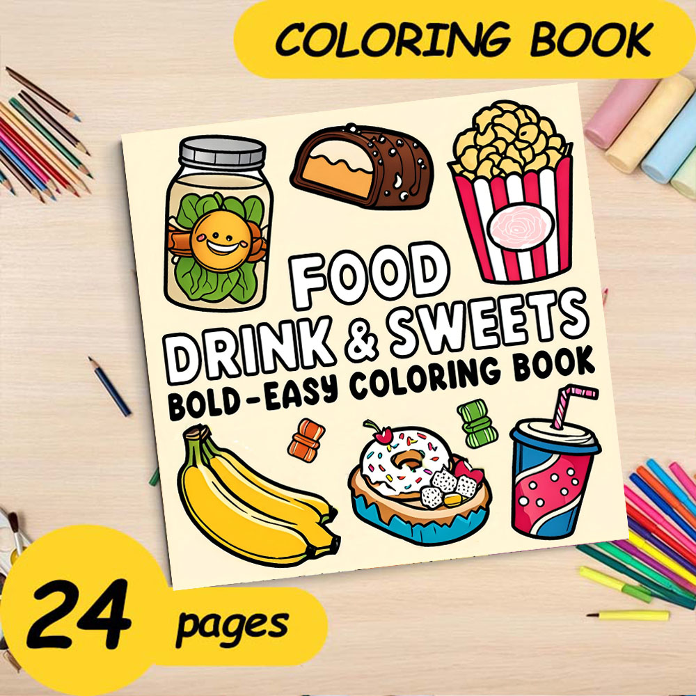 FOOD DRINK & SWEETS สมุดระบายส - Food And Snacks Coloring Book Bold And Easy บทวิจารณ์และราคา