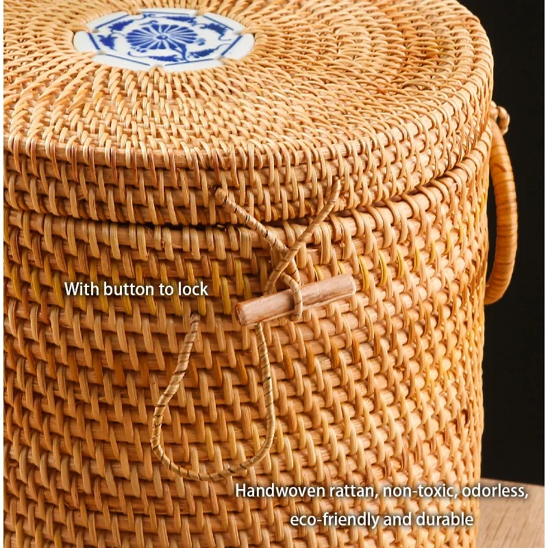 กล่องเก็บชาหวายสานมือพร้อมฝาปิ - Food Snacks That Are Green บทวิจารณ์และราคา