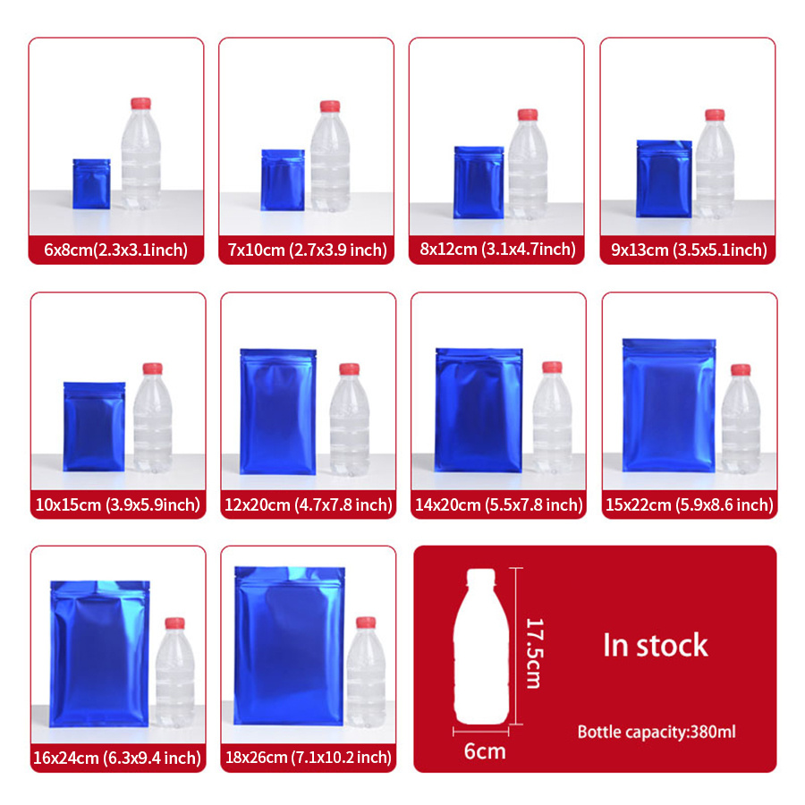 100 ชิ้น ถุงซิปฟอยล์สีน้ำเงินด - Food In Snacks บทวิจารณ์และราคา