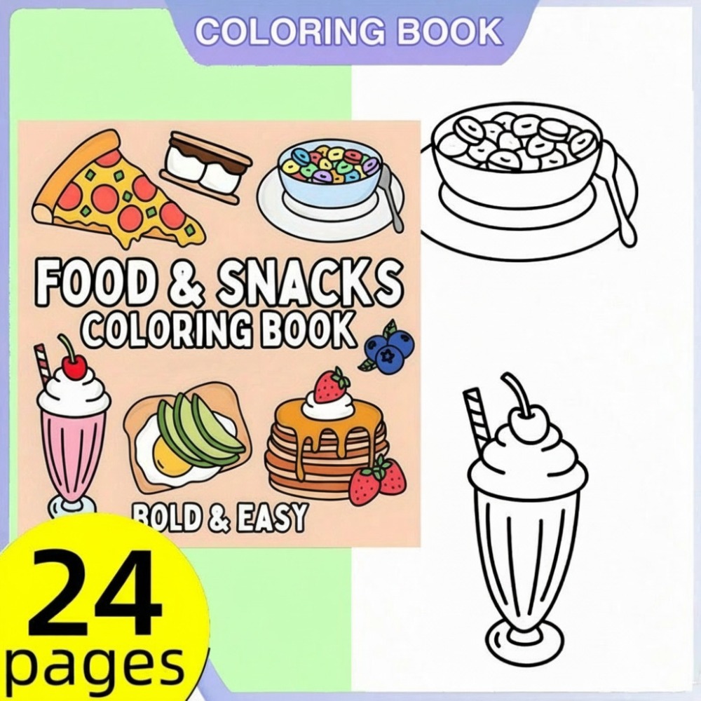 สมุดระบายสีอาหารและขนม 24 หน้า - Food And Snacks Coloring Book Bold And Easy บทวิจารณ์และราคา