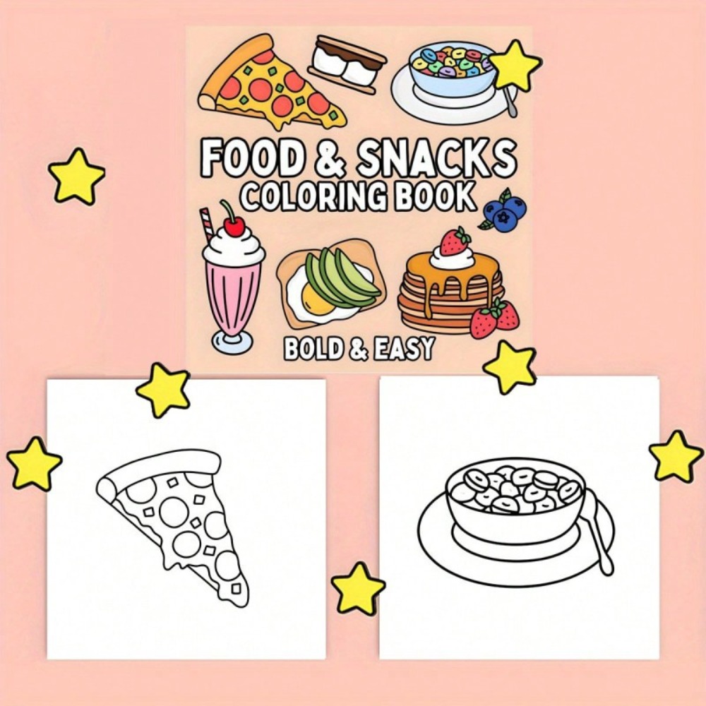 สมุดระบายสีอาหารและขนม 24 หน้า - Food And Snacks Coloring Book Bold And Easy บทวิจารณ์และราคา